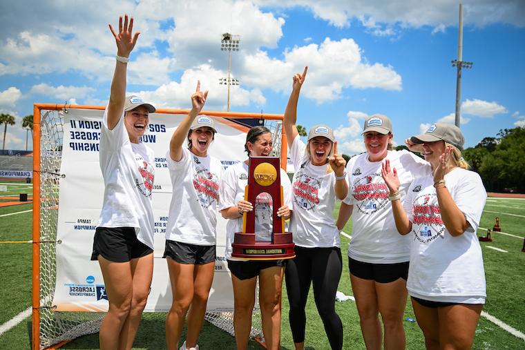 Kelly Gallagher and Spartan ladies NCAA DII Lacrosse Champions