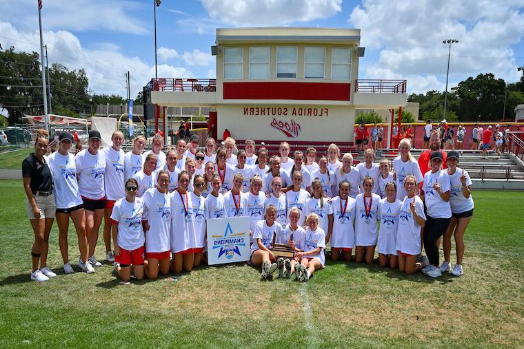 Kelly Gallagher and Tampa Spartan Women's Lacrosse Team after NCAA DII Championship win