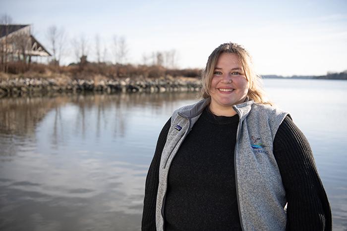 portrait of Maegan White with the Chester River in the background